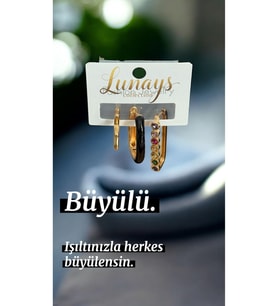 Jevelry Çılgın Kız Model Renkli Zirkon Taşlı 3 lü Kadın Küpe Seti Gold Renk Küpe
