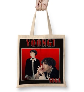 Suga Yoongi Bts Bez Çanta Uzun Saplı