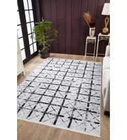 Dijital Kaymaz Yıkanabilir Beyaz Geometrik Salon Halısı Mutfak Halısı Koridor Halısı Yolluk HLN1805