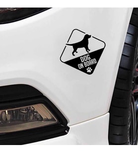 Dog On Board Arabada Köpek var Sticker Yapıştırması siyah