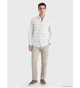 LCWAIKIKI Classic Beyaz Regular Fit Ekose Oxford Erkek Gömlek