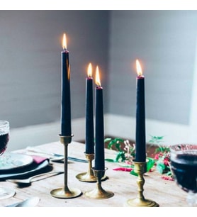 10 ADET BLACK CANDLESTICK SİYAH ŞAMDAN MUMU SİYAH MUM SİYAH MASA MUMU SİYAH KALIN UZUN MUM DEKOR MUM