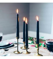 10 ADET BLACK CANDLESTICK SİYAH ŞAMDAN MUMU SİYAH MUM SİYAH MASA MUMU SİYAH KALIN UZUN MUM DEKOR MUM