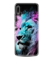 Huawei Y6 2019 Kılıf Silikon Desen Özel Seri Pink Blue Leon 1603
