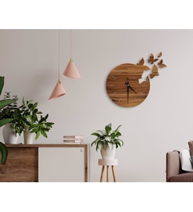 BK Home Dekoratif 45cm Ahşap Duvar Saati-54 (Beyaz)