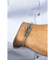 El İşi Düğüm Örgülü Hasır Gümüş Erkek Bileklik