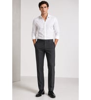 Erkek Düz Kesim Zeta Gabardin Kumaş Slim Fit Pantolon 2026-Füme