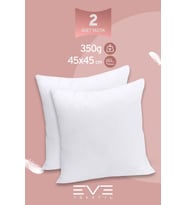 2 Adet Throw Serisi Antialerjik %100 Silikon Elyaf Dolgulu Kırlent Iç Kare Yastık 45x45cm 350gr (Beyaz)