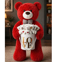 90cm Büyük Kırmızı Peluş Ayı 15'li Kırmızı Kalpli Mini Ayıcık Beyaz Gold Love Kutusu Sevgiliye Doğum Günü Yıldönümü Konsept Hediye