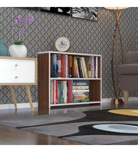 Kenzlife kitaplık süper ga 060*80*19 cvz 2 katlı tek bölme ofis mutfak banyo dolabı arkalıksız (Karışık)