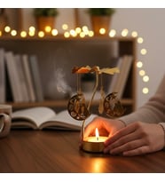 Isı İle Dönen Dekoratif Yıldız Tasarımlı Metal Tealight Mumluk