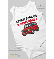 Arkam sağlam abim var Sıfır Kollu Bebek Zıbını %100 Pamuk