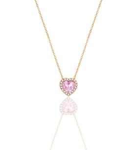 Gümüş Rose Pırlanta Modeli Pembe Zirkon Taşlı Kalp Kolye SGTL12394ROSE