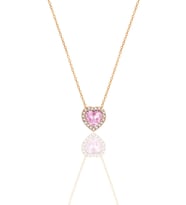 Gümüş Rose Pırlanta Modeli Pembe Zirkon Taşlı Kalp Kolye SGTL12394ROSE