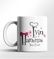 Kişiye Özel Evin Hanımı Tema Beyaz Kupa (Gümüş)