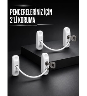 Beyaz Kablolu Pencere Kilidi 2 Adet Çocuk Koruma ve Pencere Emniyet Aparatı