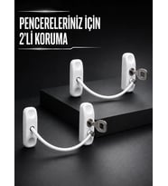 Beyaz Kablolu Pencere Kilidi 2 Adet Çocuk Koruma ve Pencere Emniyet Aparatı
