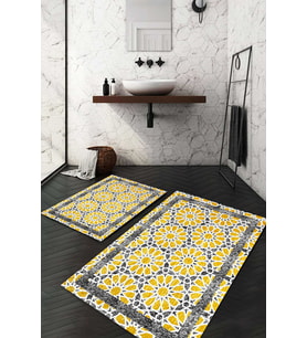 Dijital Baskılı Kaymaz Taban Yıkanabilir 2'li Klozet Takımı Banyo Paspası NDKZ-HT-1329 (Gold)