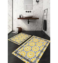 Dijital Baskılı Kaymaz Taban Yıkanabilir 2'li Klozet Takımı Banyo Paspası NDKZ-HT-1329 (Gold)