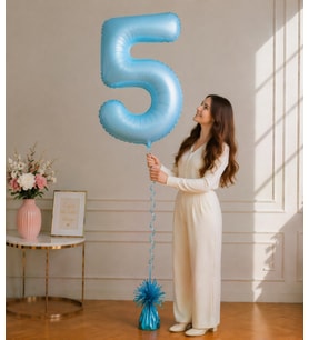 5 Rakamlı Mavi 76 cm Helyum Balon – Folyo Parti Balonu
