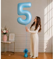 5 Rakamlı Mavi 76 cm Helyum Balon – Folyo Parti Balonu