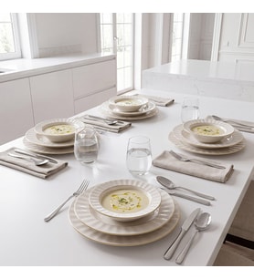 GÜRAL PORSELEN Nexus Yaldızlı 12 Parça 4 Kişilik Bone Porselen Yemek Takımı 6852