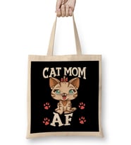 Cat Mom AF Hilarious Crazy Cat Lady Kitty Obsessed Bez Çanta Uzun Saplı