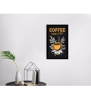 BK Home Coffee Tasarımlı Dekoratif Ahşap Siyah Çerçeveli Tablo-4