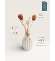 Love in Life  İthal Seramik Vazo Çubuklu Dekoratif Oda Kokusu Seti  Oda Kokusu Hediyeli (Beyaz)