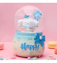 Işıklı Happy Tasarım Orta Boy Işıklı Müzikli Kar Küresi (Mavi)