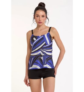 LYYN Argento 0063-3011 Kadın Şortlu Tankini (Siyah)