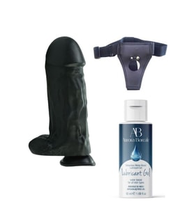 Belden Bağlamalı Kayganlaştırıcı Set Noctis 27cm Siyah Dildo No:2