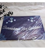 Sünnetime Hoşgeldiniz Banner Yazı Sünnet Süleri Gümüş Kaligrafi-