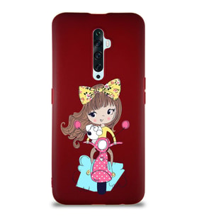 Oppo Reno 2Z Soft Premier Kapak Vespagirl Tasarımlı Silikon Kılıf - Mürdüm (Şeffaf)