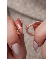 925 Ayar Gümüş Rose Kaplama Yıldız Detay 15 mm Halka Küpe