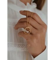 İkili Halka Model 925 Ayar Gümüş Kadın Hediyelik Gold Kolye