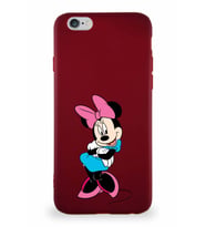 Apple iPhone 6 Soft Premier Kapak Minnie Mouse-D Tasarımlı Silikon Kılıf - Mürdüm (Şeffaf)