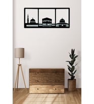 Cami Kabe Tablosu Büyük Boy Mdf Dini Islami Tablo Duvar Dekorasyon Lazer Kesim 37x84 (Siyah)