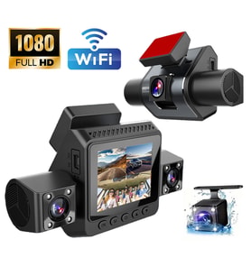 1080P HD 4 Kameralı WiFi Telefon Kontrolü - 3 İnç Ekran Gece Görüşlü Geniş Açı G- Sensörü
