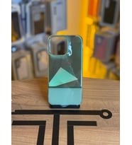 iPhone 15 Pro Max Uyumlu Kristal Görünümlü Geometrik Desenli Parlak Kılıf (Açık Yeşil)