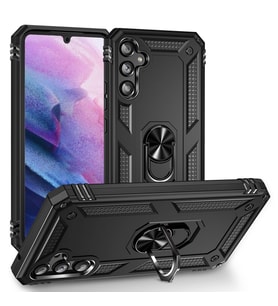 Samsung Galaxy A54 Kılıf Yüzüklü Standli Tank Kapak (Siyah)