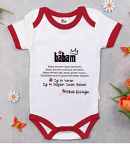 BK Kids İyiki Doğdun Canım Babam Tasarımlı Kırmızı Bebek Body Zıbın-1