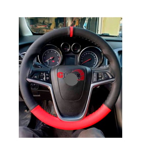Peugeot 207  UYUMLU Dikmeli Direksiyon Kılıfı İki Renkli Yüzüklü Kırmızı