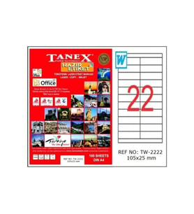 Tanex Lazer Etiket 100 Yaprak 105 x 25 Mm Lazer Yazıcı Etiketi