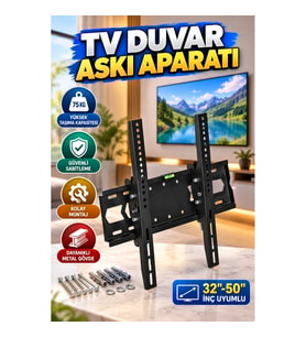 32 İnç LED TV Duvar Askı Aparatı Metal Gövdeli Güvenli Sabitleme Sistemi