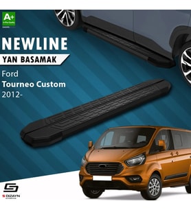 S-Dizayn Ford Tourneo Custom Kısa Şase NewLine Siyah Yan Basamak 203 Cm 2012-2023 A+ Kalite