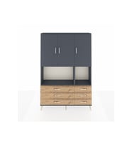 Arges Dolap 6 Raflı 6 Çekmeceli 3 Kapaklı 132x30x195 Antrasit-Antrasit/Çam