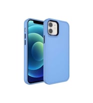Apple iPhone 11 Uyumlu Kılıf Metal Çerçeve ve Buton Tasarımlı Sert Zore Botox Kapak (Mavi)
