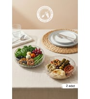 Selen Concept El Yapımı Büyük Boy Cam Salata Kasesi 2'li Set (Şeffaf)