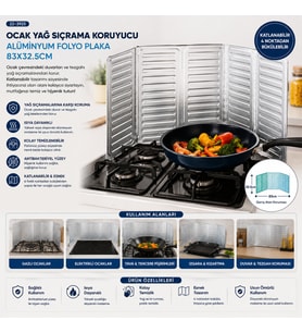 OCAK YAĞ SIÇRAMA KORUYUCU ALÜMİNYUM FOLYO PLAKA 84X32.5CM (5343)